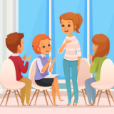 Imagem de uma turma conversando em italiano.