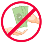 Imagem de dinheiro com simbolo de proibido.